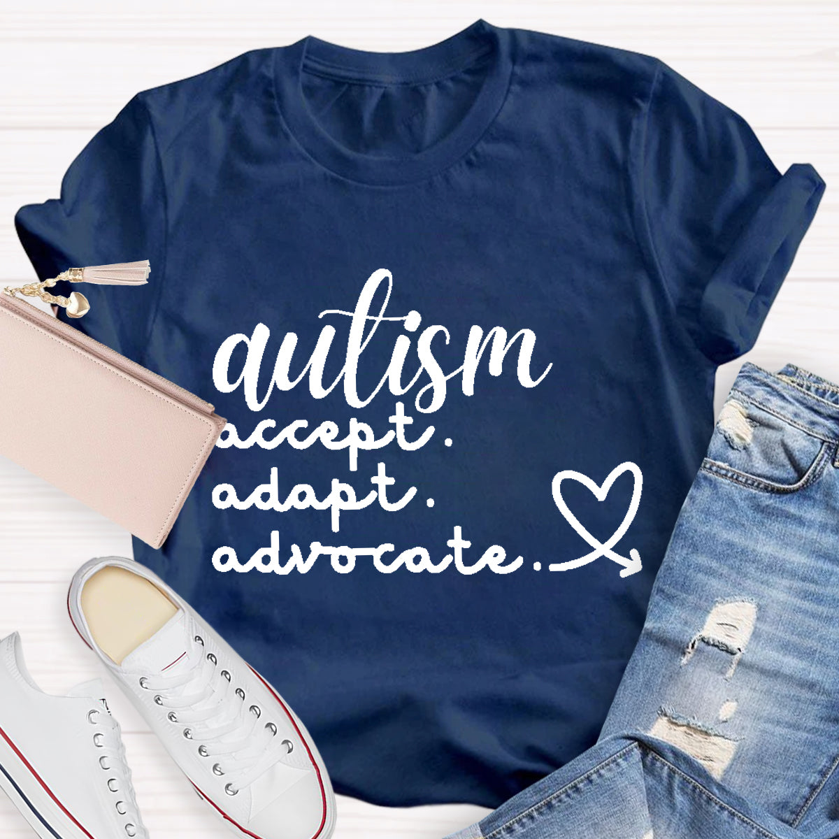 Autism Accept  Adapt Advocate Teacher T-Shirt