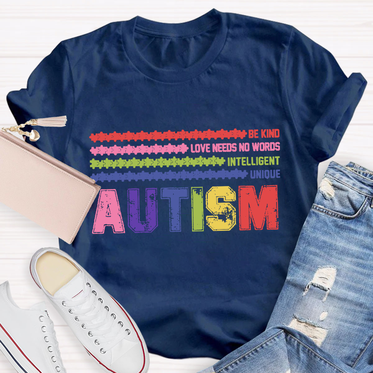 Autism Be Kind Love Need No Worlds Intelligent Unique  T-Shirt