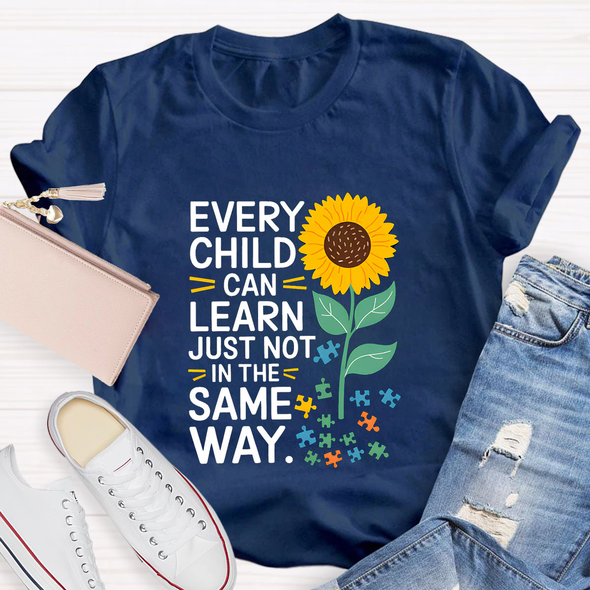 Every Child Can Learn Just Not In The Same Way Sunflower T-Shirt