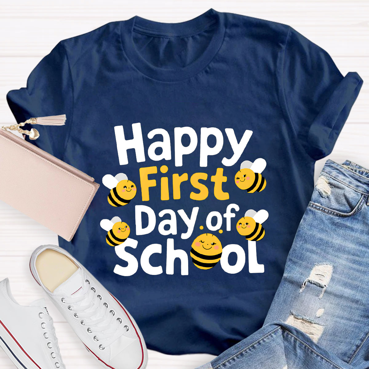 Happy First Day Of School Funny Bee Teacher T-Shirt