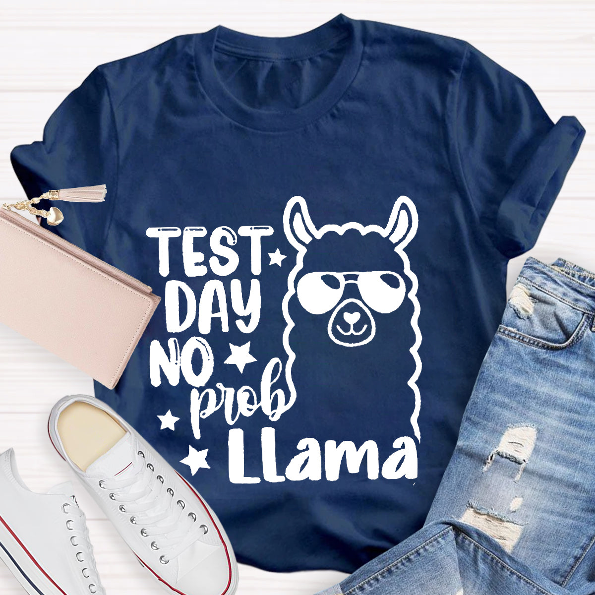 Test Day No Prob Llama Teacher T-Shirt