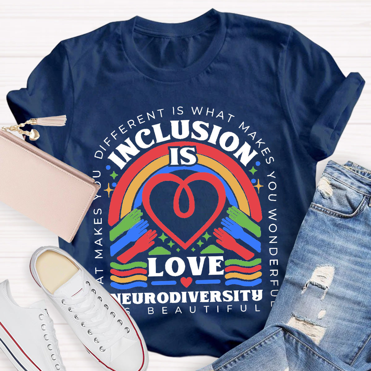 Inclusion Is Love Neurodiversity Teacher T-Shirt
