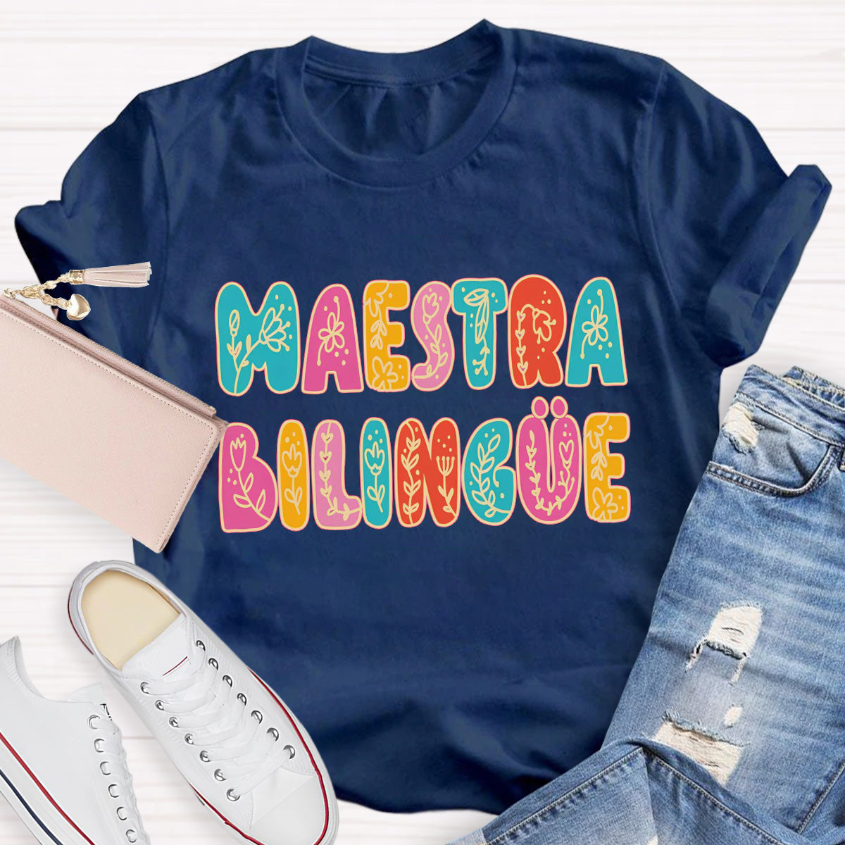 Maestra Flower Teacher T-Shirt