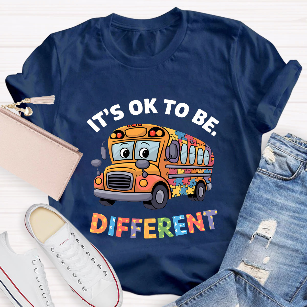 It's OK To Be Different School Bus Teacher T-Shirt