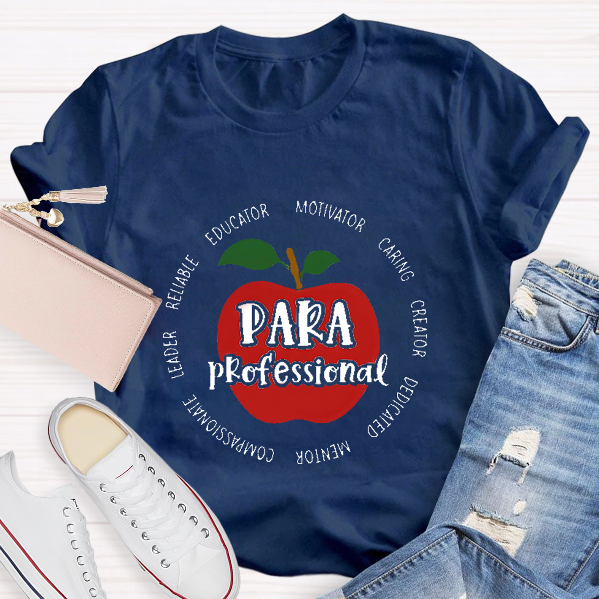 Para Paraprofessional Educator Motivator Red Apple Teacher T-Shirt
