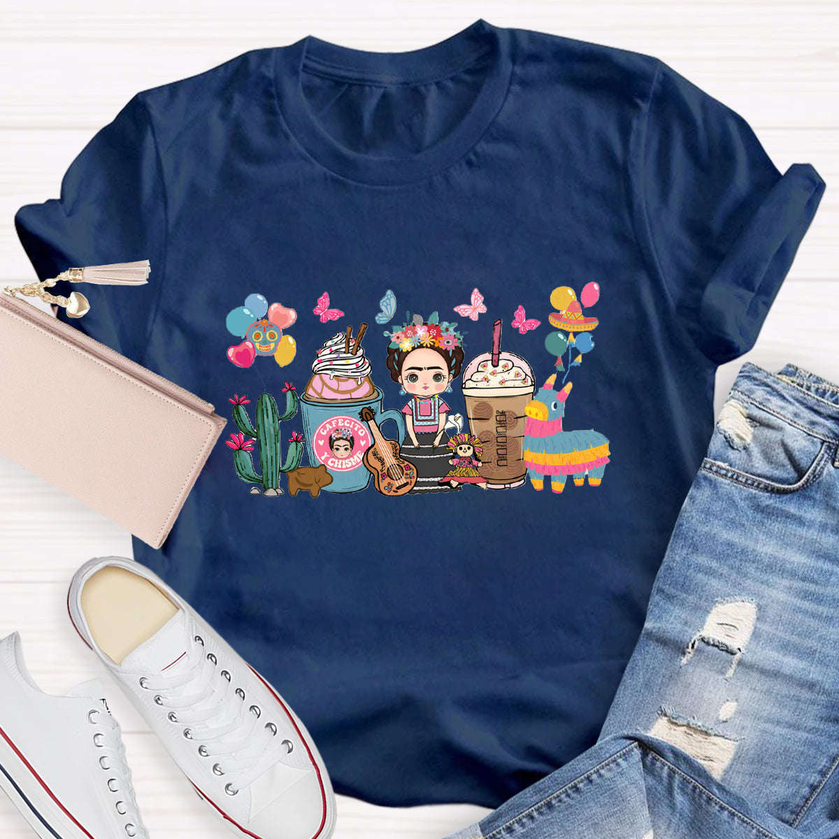 Spanish Teacher Coffee Butterfly T-Shirt