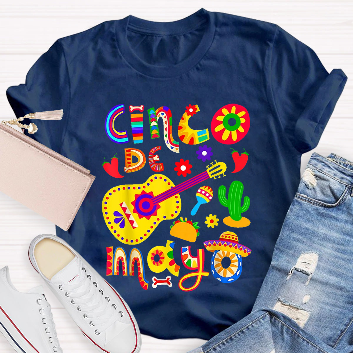 Cinco De Mayo Flower Teacher T-Shirt