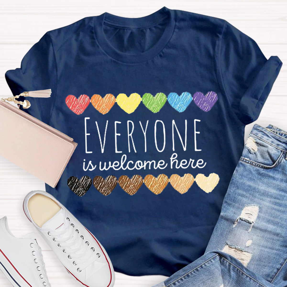 Everyone Is Welcome Here Teacher T-Shirt
