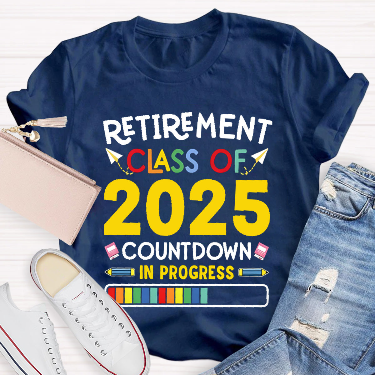 Personalized Retirement Time Class Countdown In Progress Teacher T-Shirt