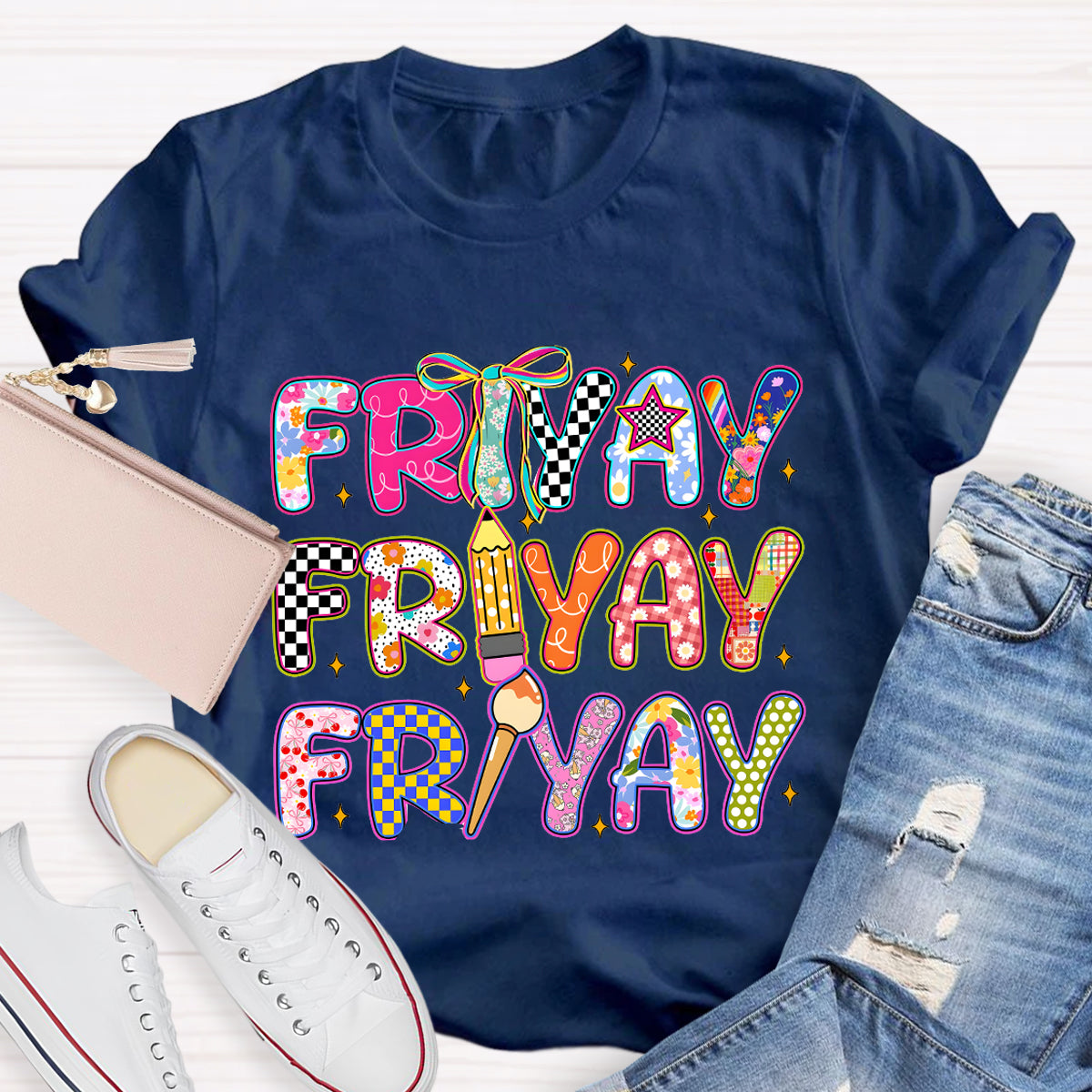 Friyay Star Pencil Teacher T-Shirt