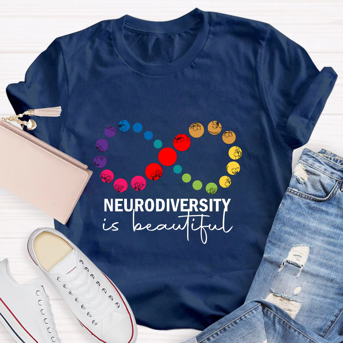 Neurodiversity is Beautiful Infinity Symbol Teacher T-Shirt