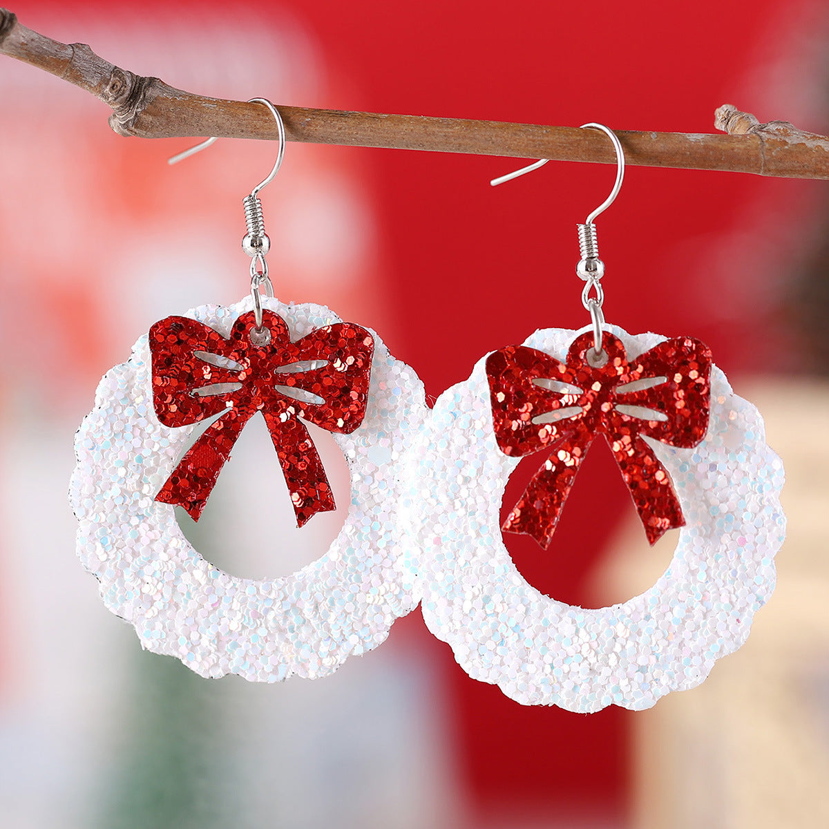 Sequin Bow Christmas Wreath Pendant