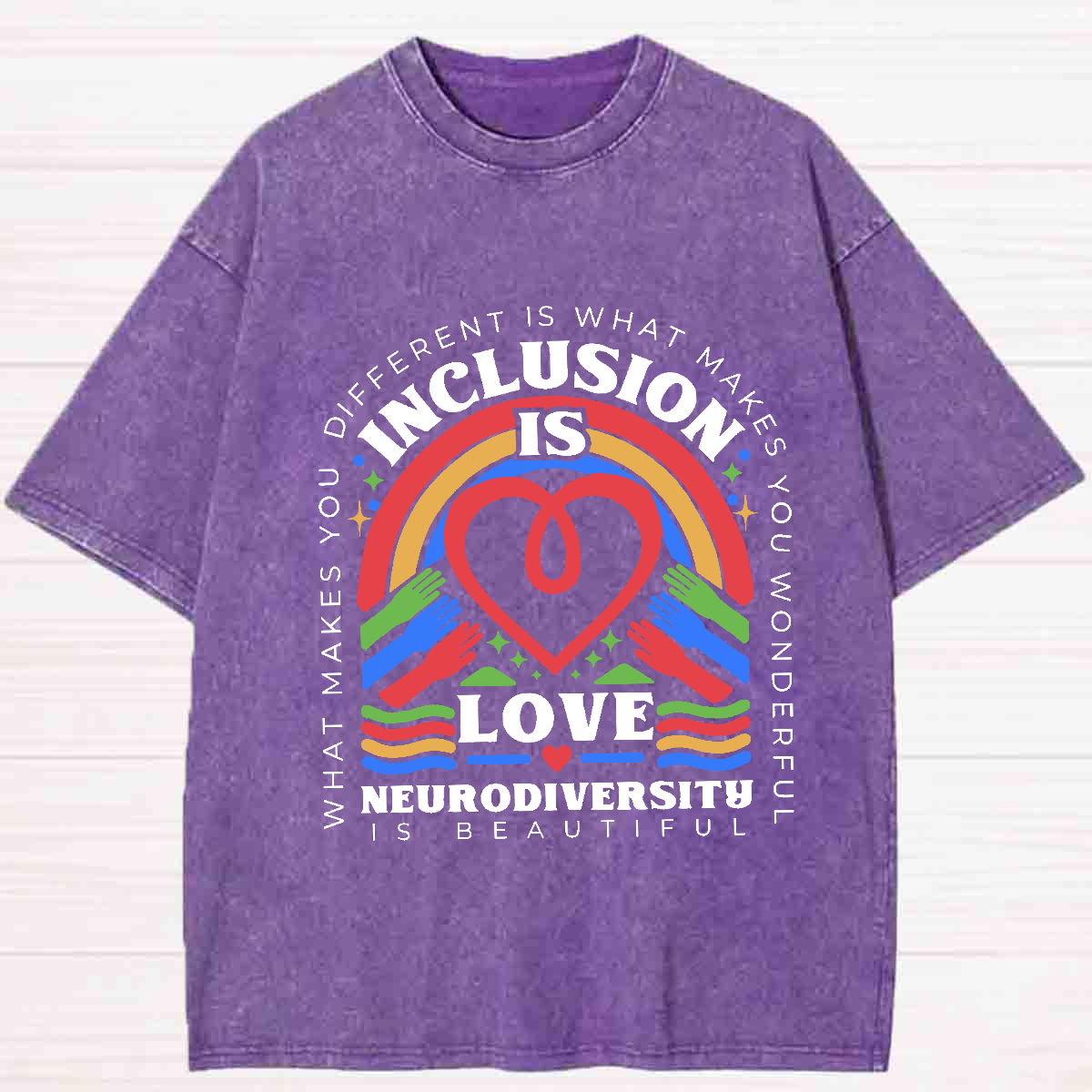 Inclusion Is Love Neurodiversity Washed T-shirt
