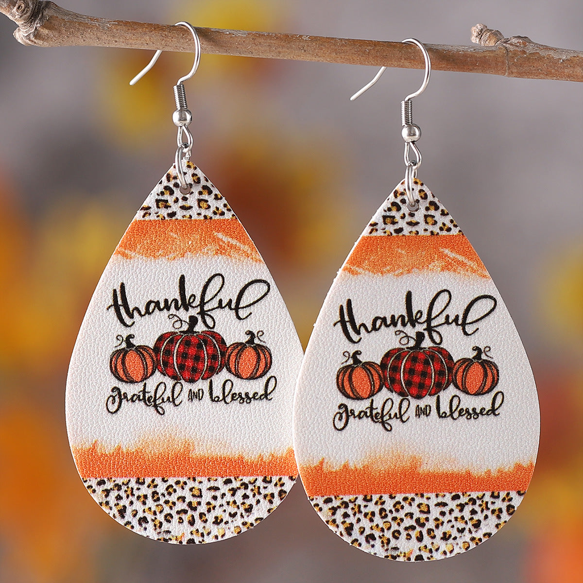 Leopard Check Polka Dot Pumpkin Teardrop Pendant