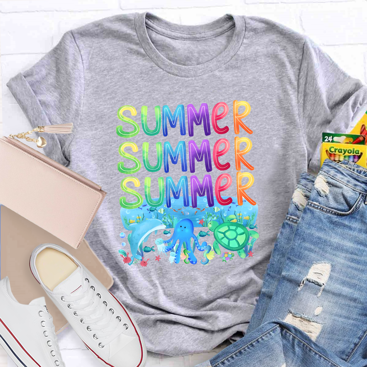 Rainbow Summer Teacher T-Shirt