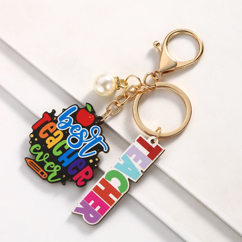 Graduation Season Best Teacher Wooden Book Keychain