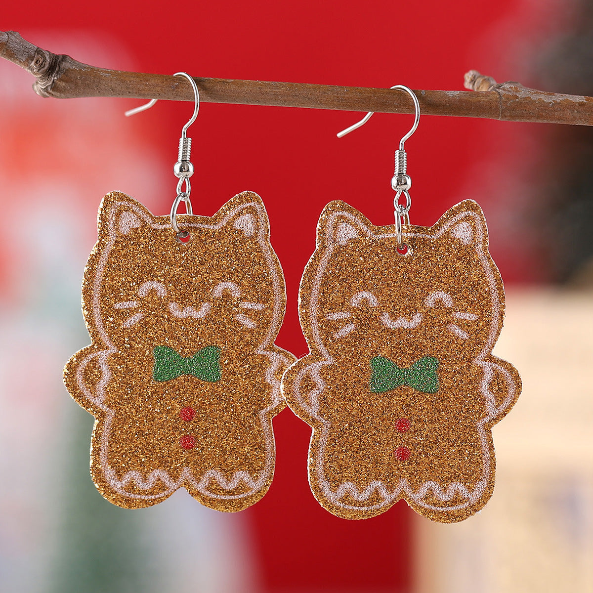 Sequined Snowflake Christmas Tree Light Cat Pendant