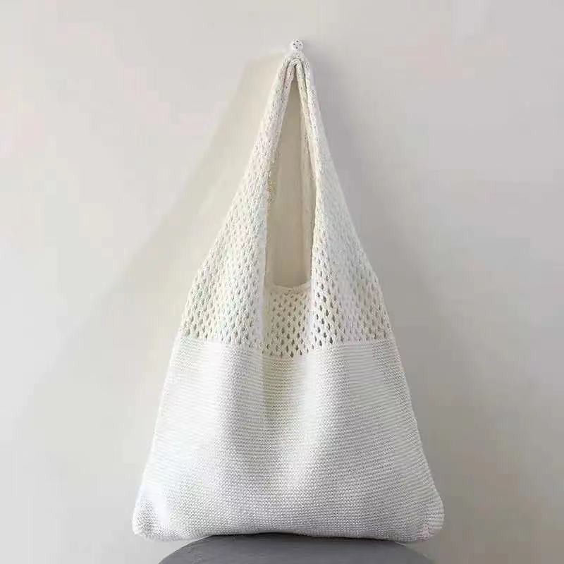 Woven Knit Solid-Color Crossbody Handbag