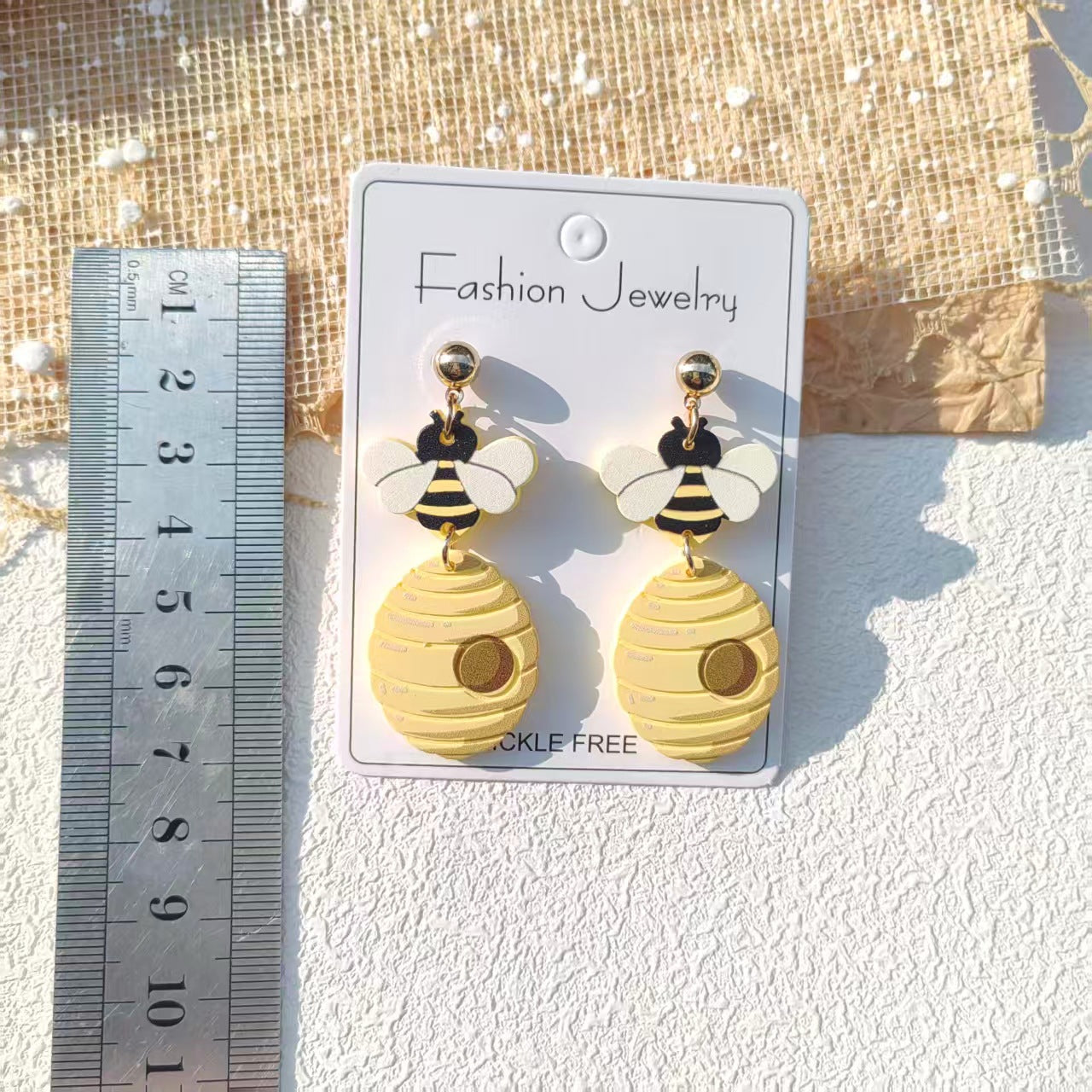 Spray-Painted Heart-Shaped Apple Colored Pencil Earrings