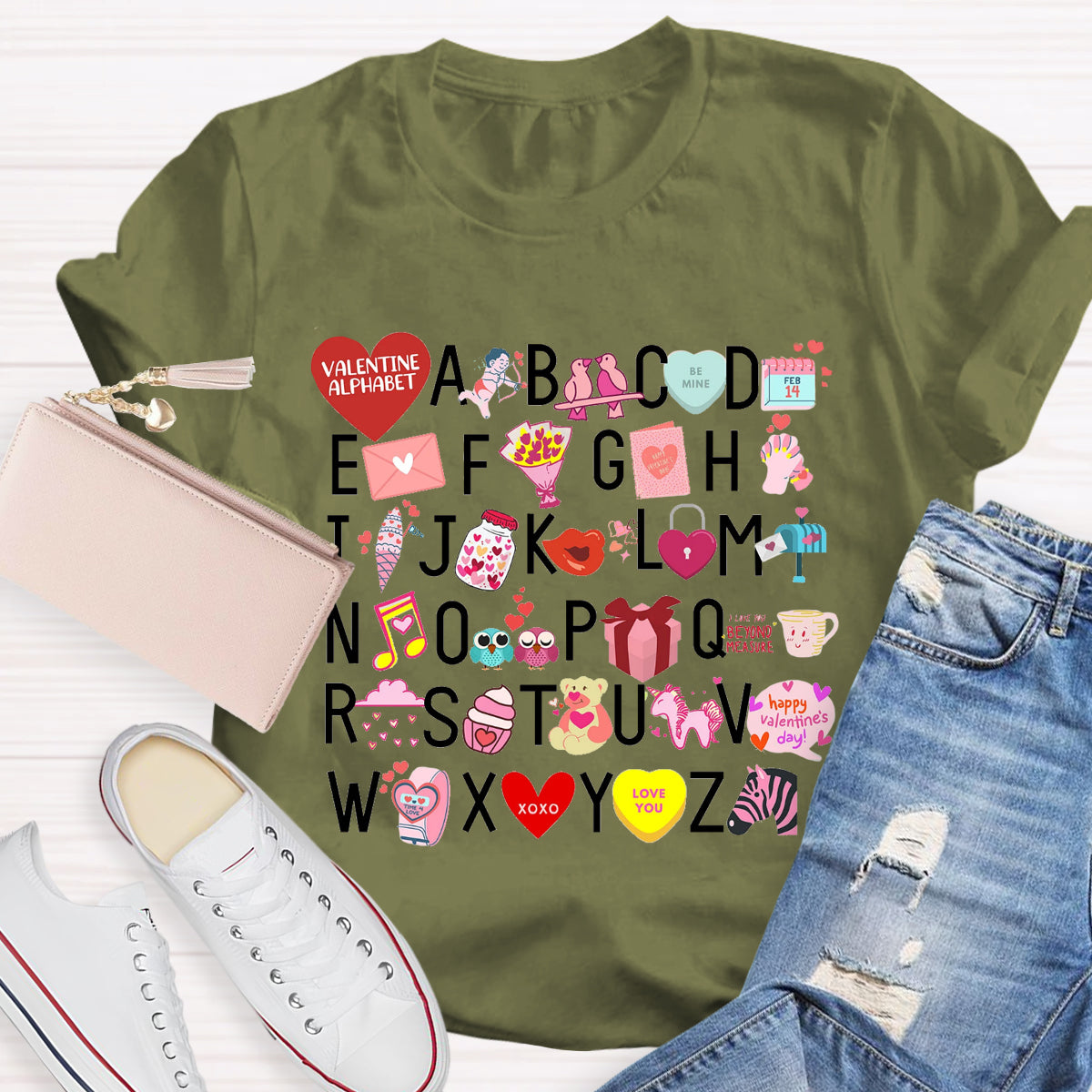 Valentine Alphabet Teacher T-Shirt