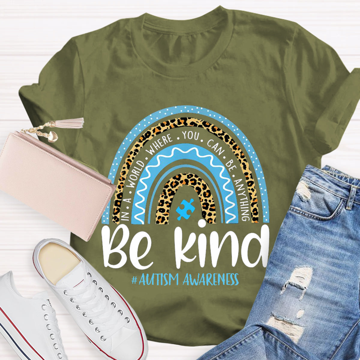 Be Kind Blue Rainbow Teacher T-Shirt