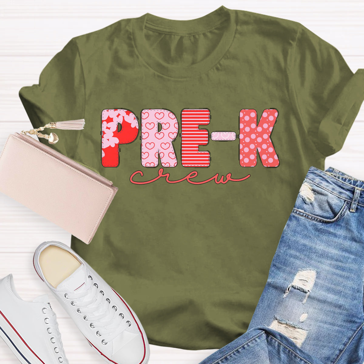 Valentine's Pre-K Crew Teacher T-Shirt