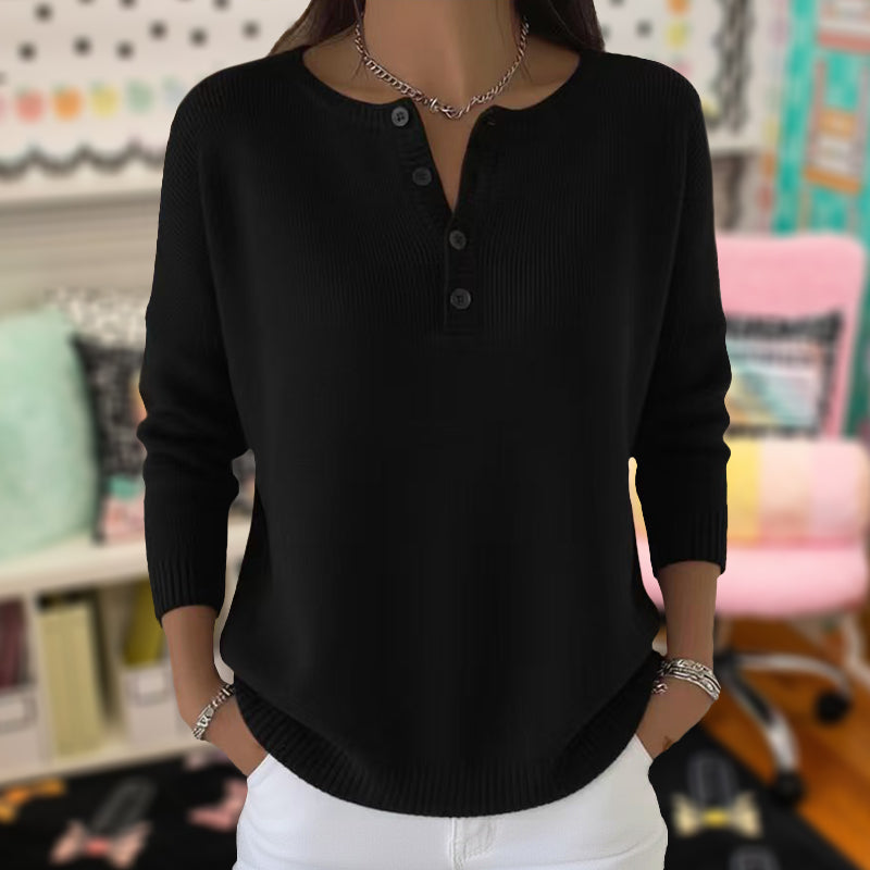Women’s Cozy Knit V-Neck Button Sweater