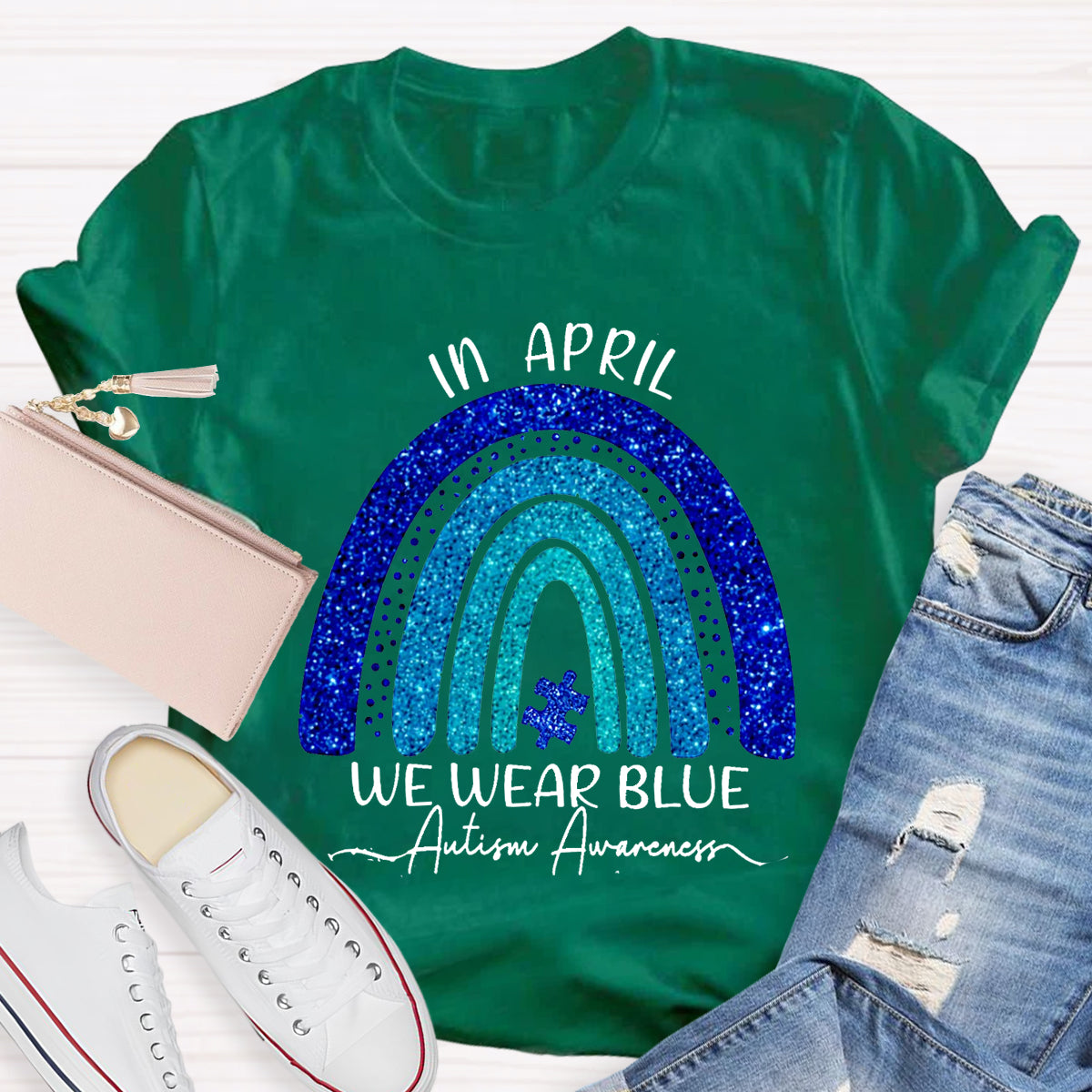 In April We Wear Blue Autism Awareness T-Shirt
