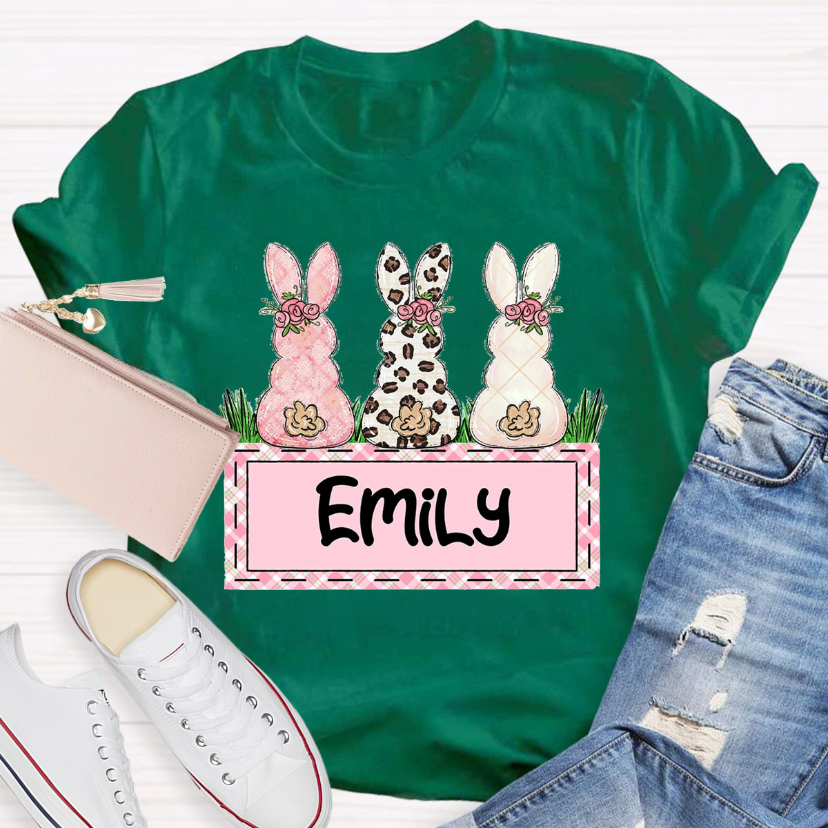Personalized Name Teacher Easter Bunny T-Shirt