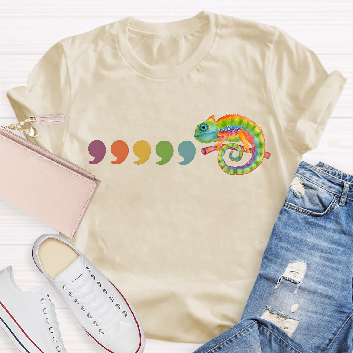 Comma Comma Chameleon Teacher T-Shirt