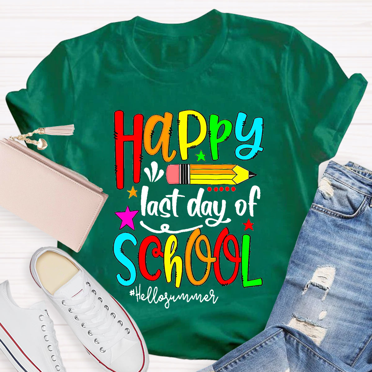 Happy Last Day Of School Hello Summer Teacher T-Shirt