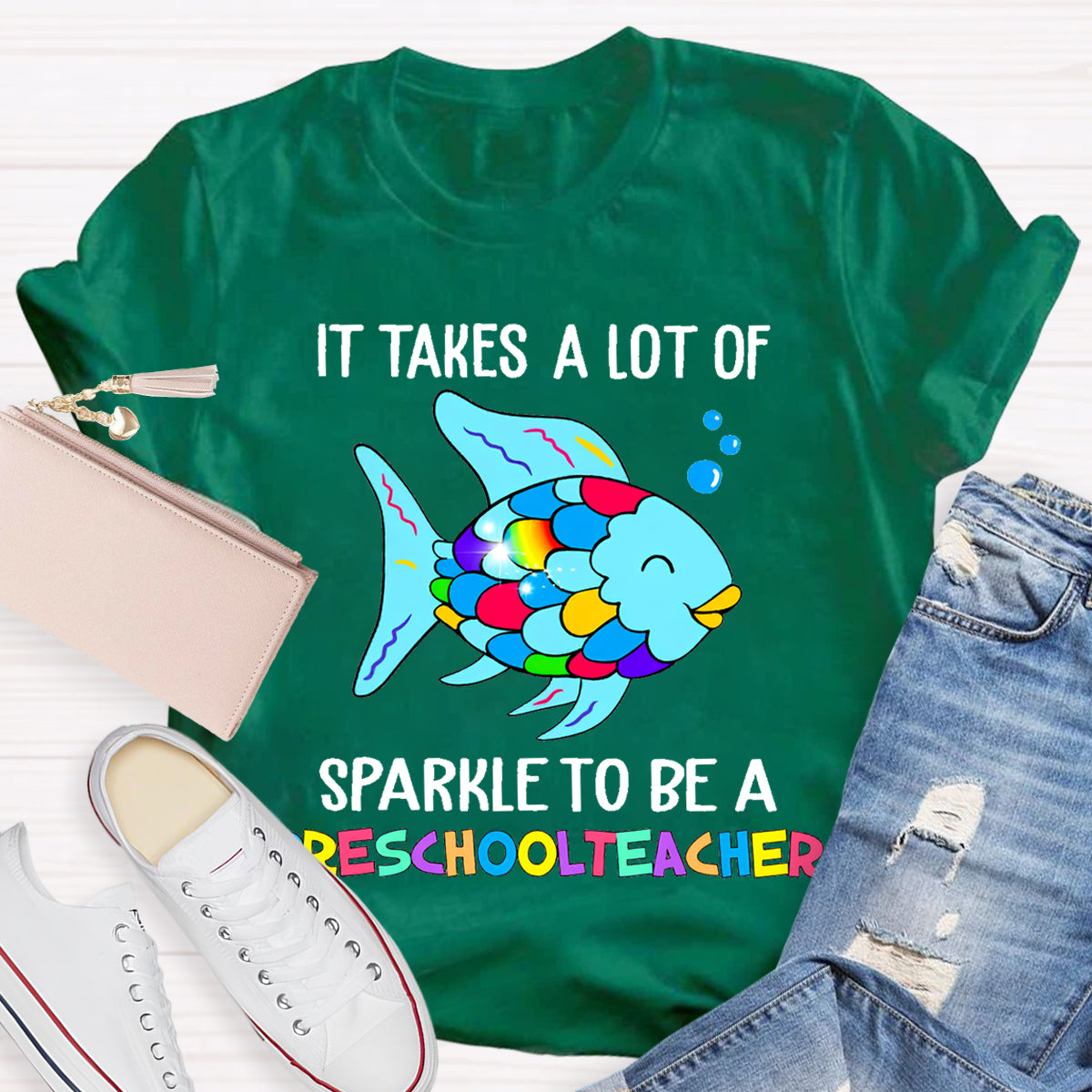 Personalized Grade It Takes A Lot Of Sparkle To Be A Preschool Teacher T-Shirt