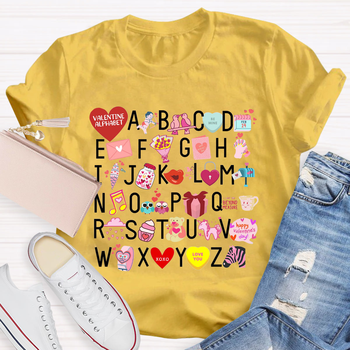 Valentine Alphabet Teacher T-Shirt