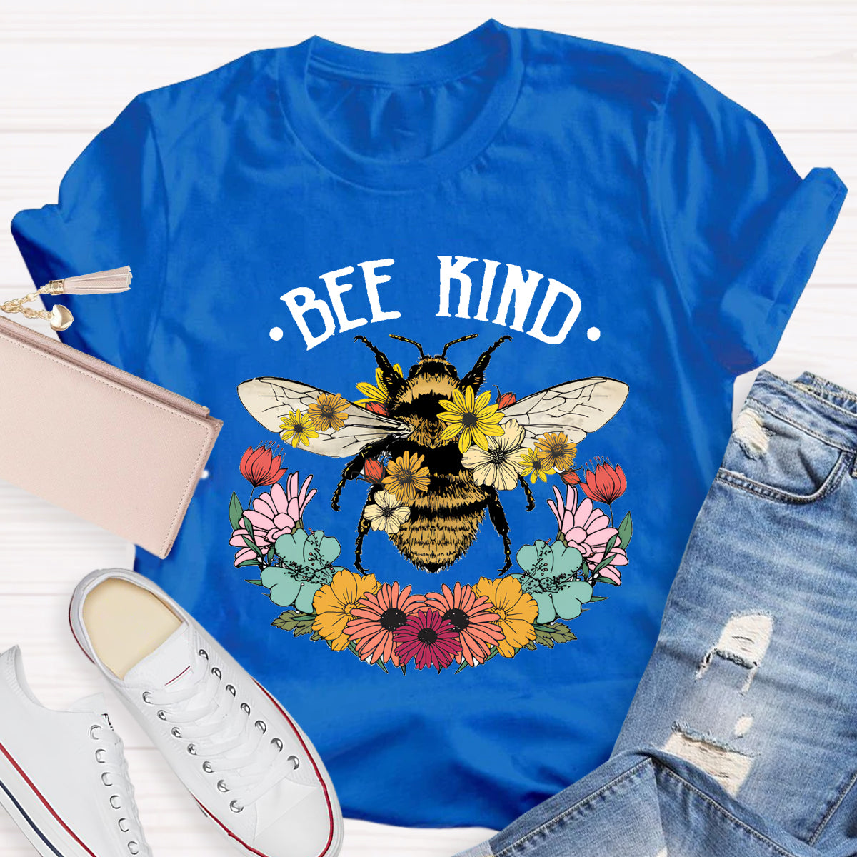 Bee Kind Floral Teacher T-Shirt
