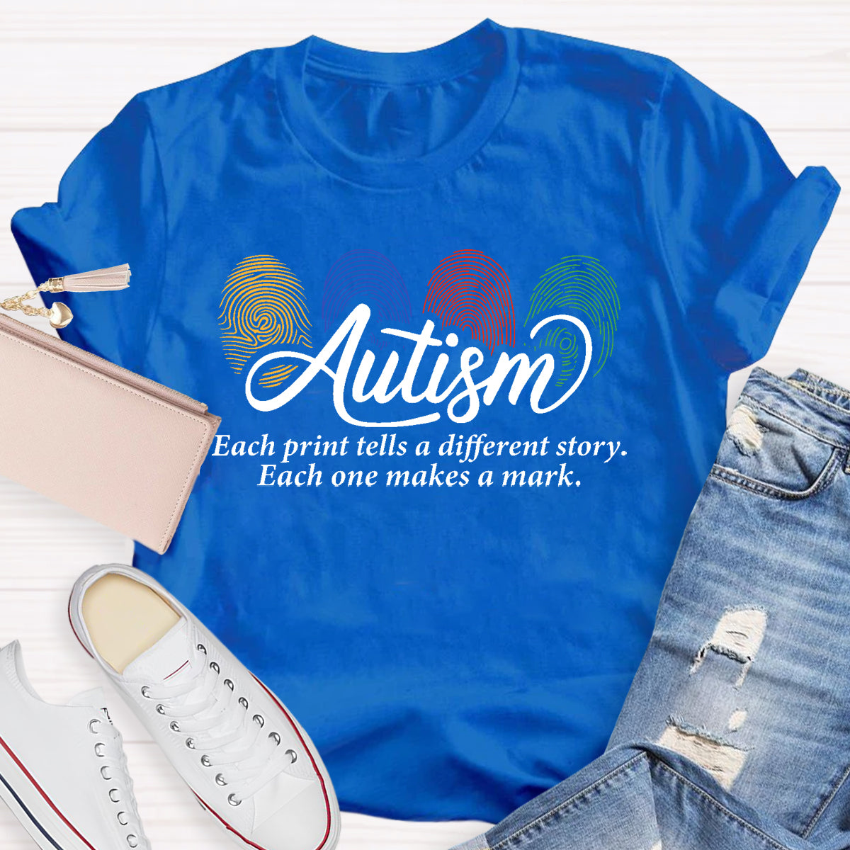 Autism Each One Makes A Mark Teacher T-Shirt