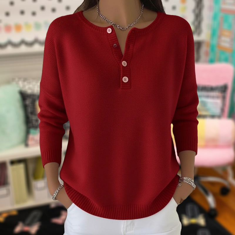 Women’s Cozy Knit V-Neck Button Sweater