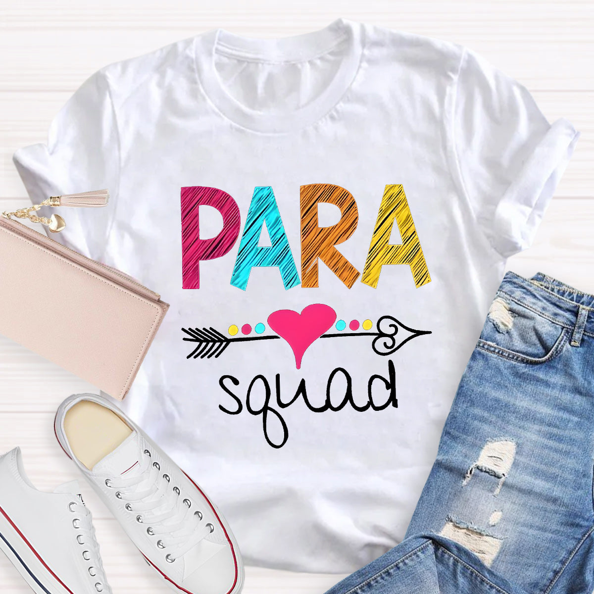 Para Squad Pink Heart Teacher T-Shirt