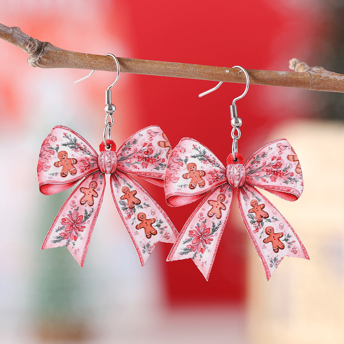 Gingerbread Man Flower Christmas Tree Bow Pendant