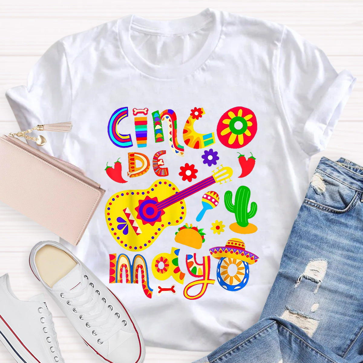 Cinco De Mayo Flower Teacher T-Shirt