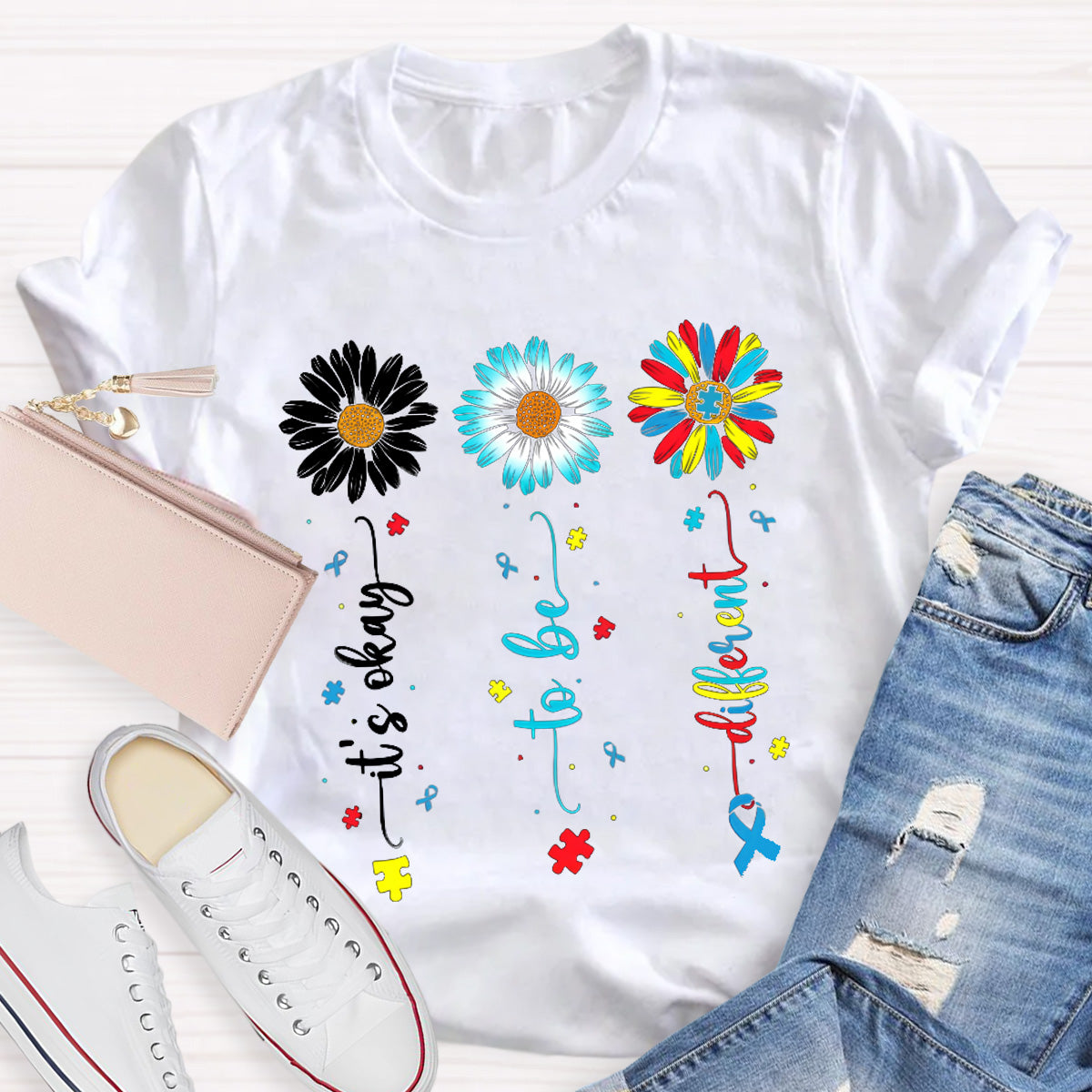 It's OK To Be Different Flower Teacher T-Shirt