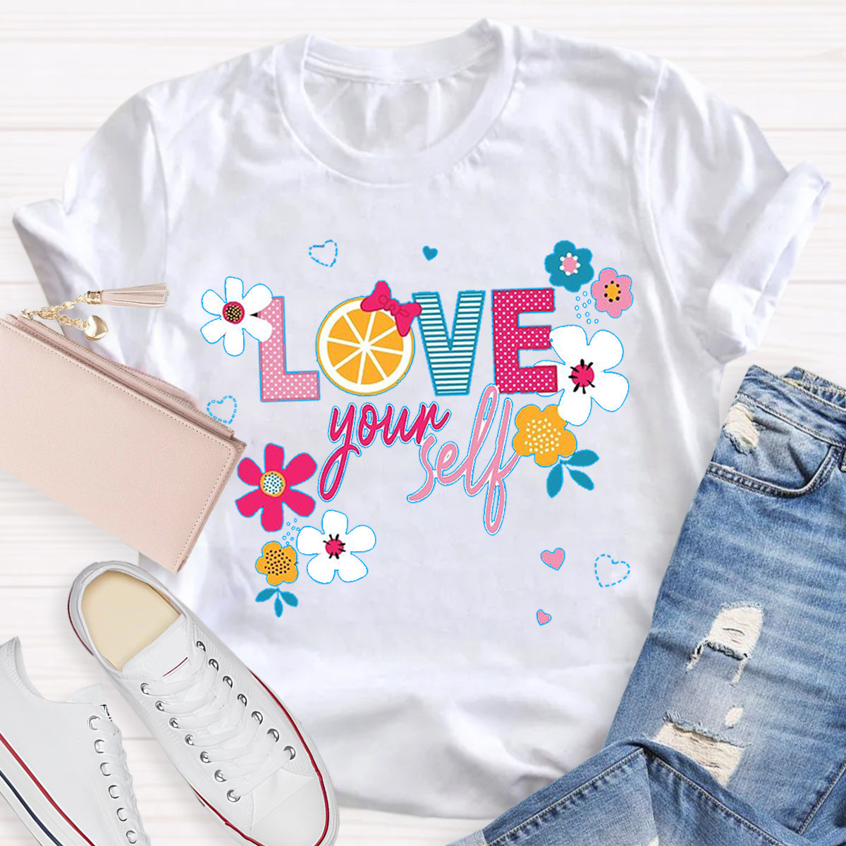 Love Yourself Flower Teacher T-Shirt