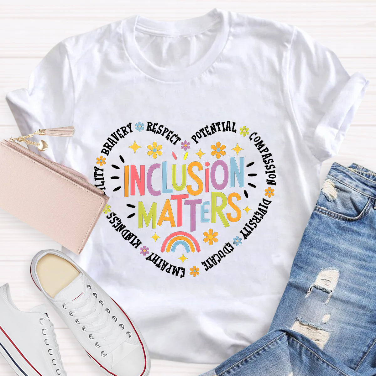 Inclusion Matters Heart Teacher T-Shirt