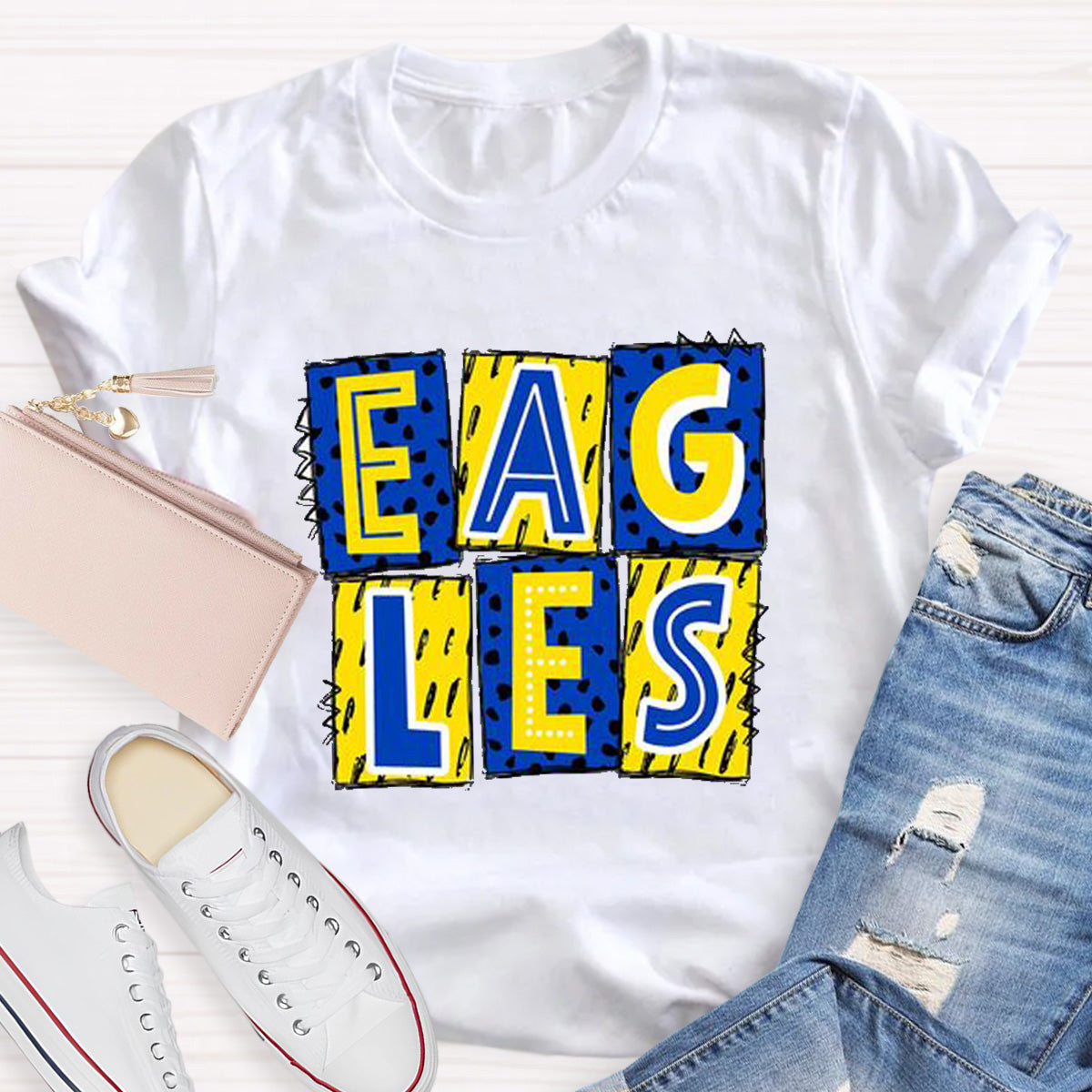 Personalized School Mascot Eagles Teacher T-Shirt