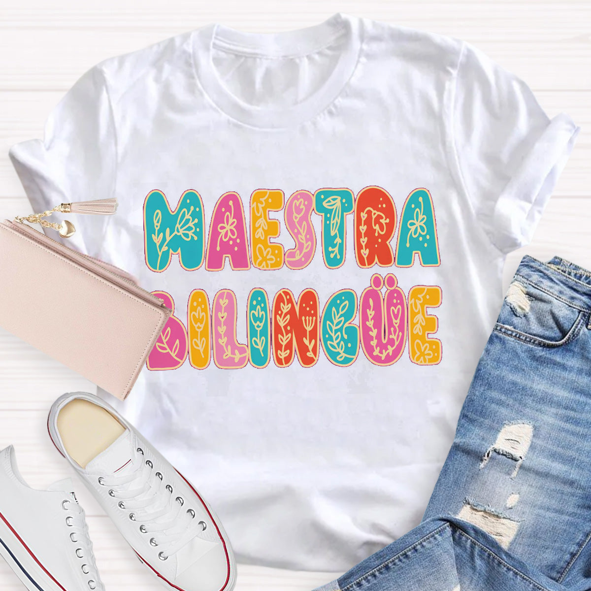 Maestra Flower Teacher T-Shirt
