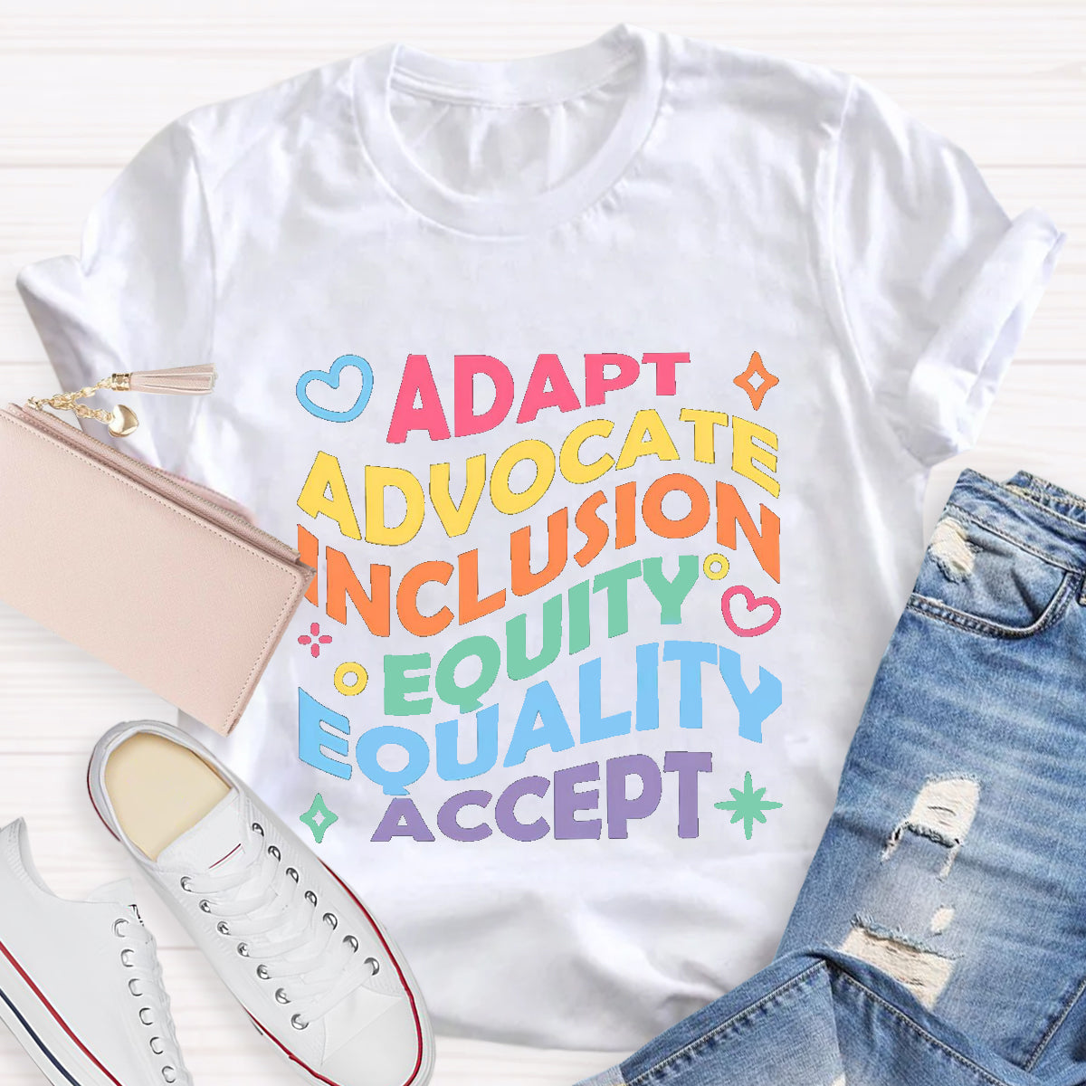 Adapt  Advocate  Accept Teacher T-Shirt
