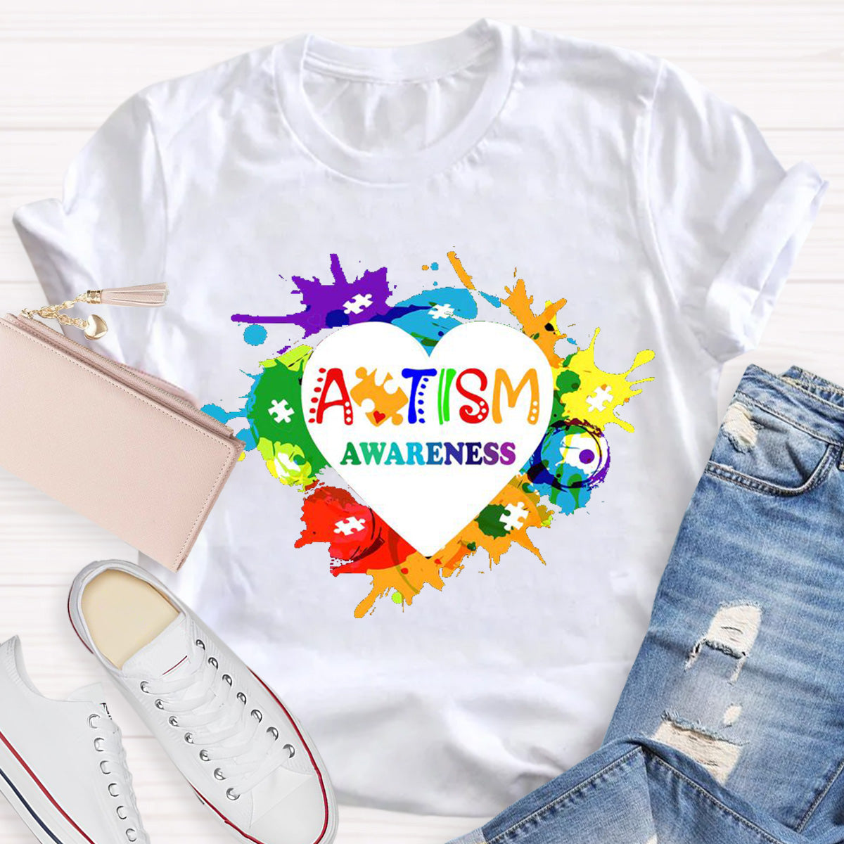Awareness Colorful Teacher T-Shirt