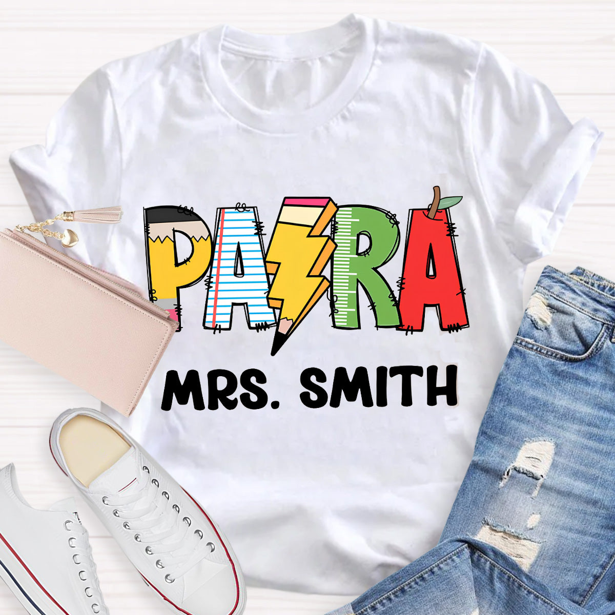 Personalize Name Pencil  Teacher T-Shirt