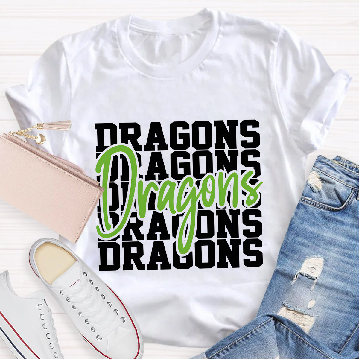 Personalized Mascot Game Day Dragons Teacher T-Shirt