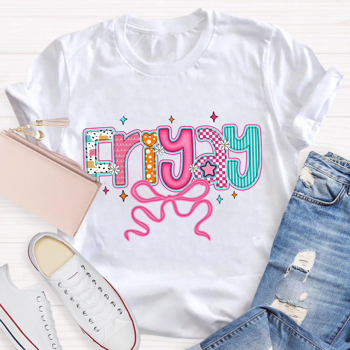 Friyay Pink Star Teacher T-Shirt