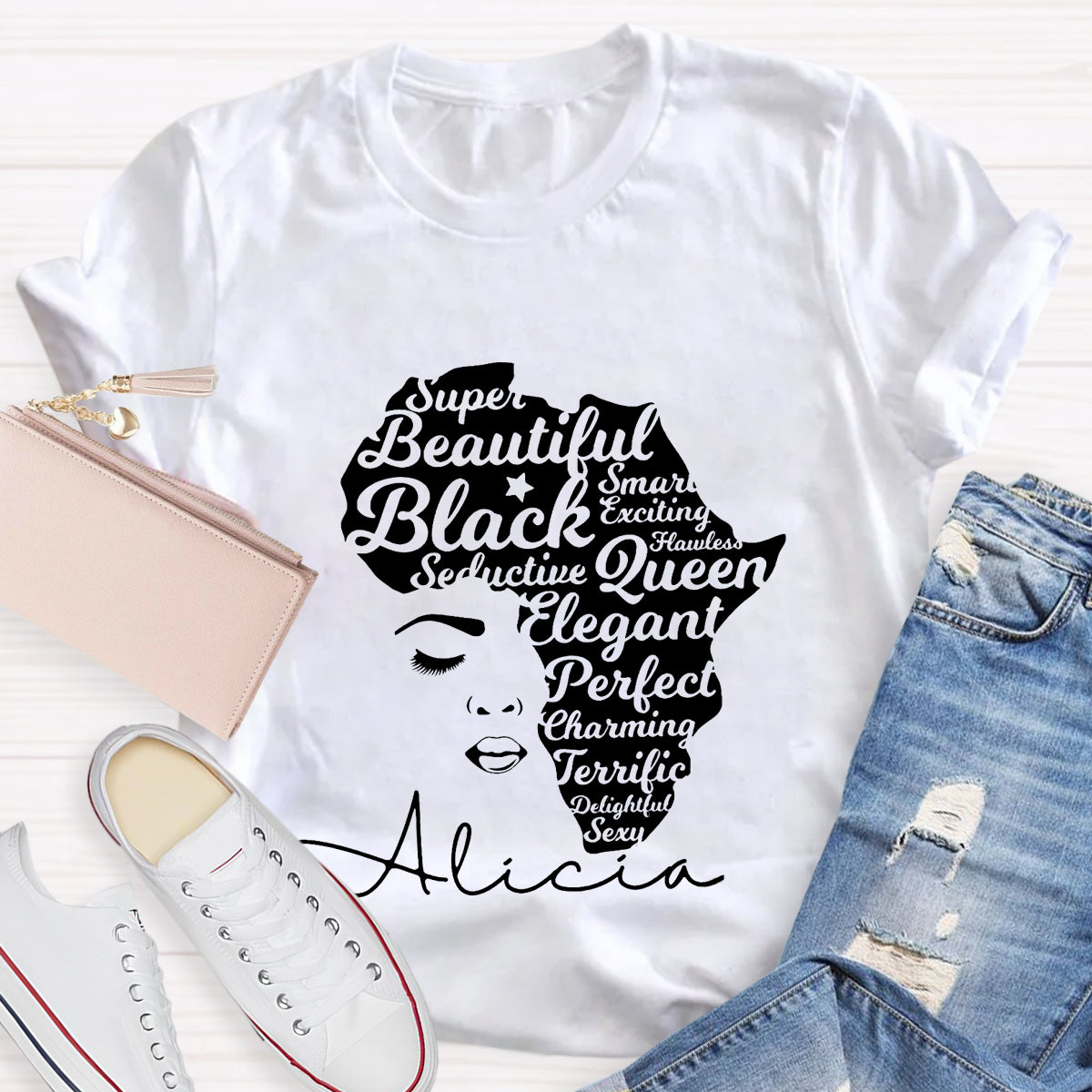Personalized Name Beautiful Queen T-Shirt